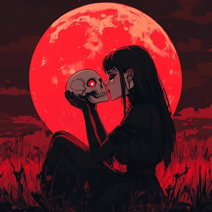 Aesthetic Red Anime Girl PFP