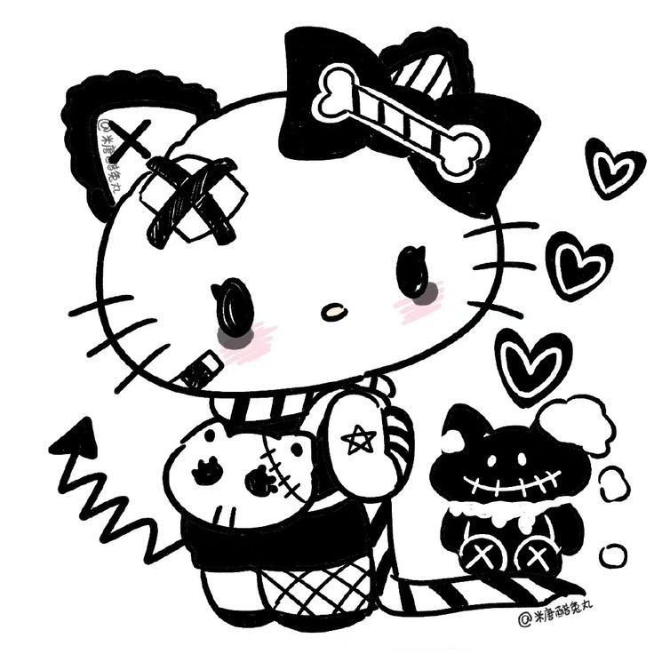 Hello Kitty PFP Black And White