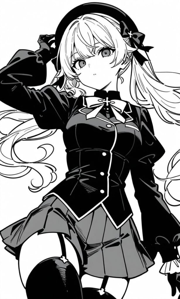 Hot Anime Girl PFP Black And White